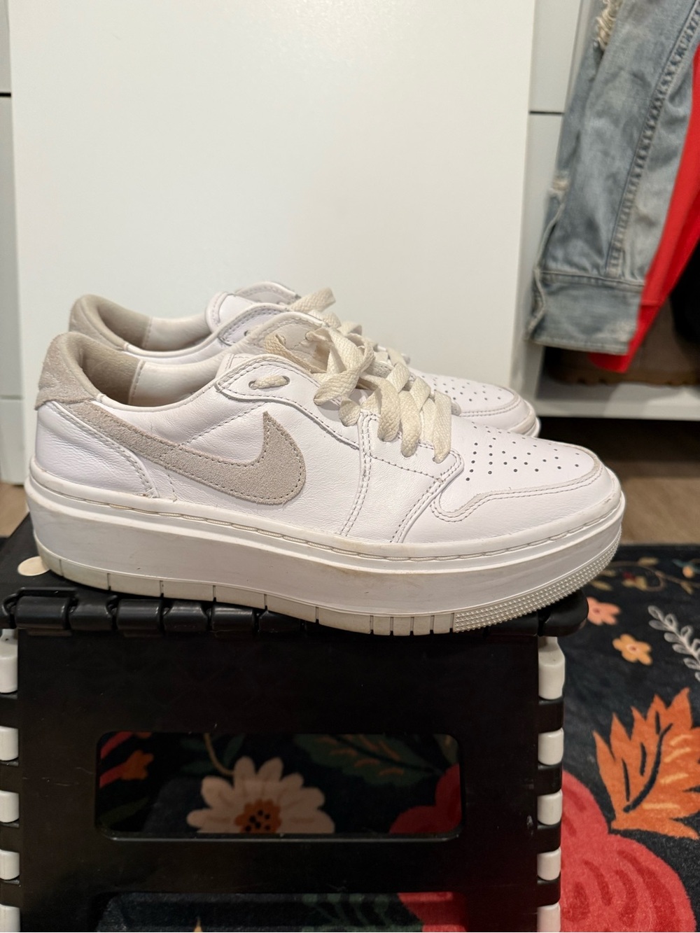 Nike Women’s White Sneakers with Cream Suede Swoosh